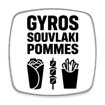 gyros souvlaki pommes - Viereckiger Kühlschrankmagnet - Weiß - Vorne