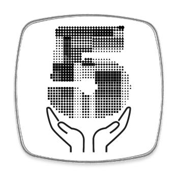 Geometric Number Five Dark Concept Art - Square fridge magnet - white - Front