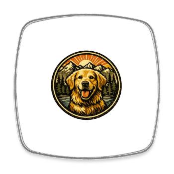 Golden Dog Family Retriever Dog Nature Love - Square fridge magnet - white - Front