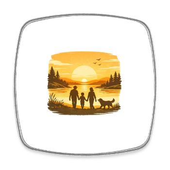 Golden Dog Family Retriever Dog Nature Love - Square fridge magnet - white - Front