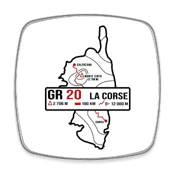 GR20 Corse Finisher Trekking Randonnée T-Shirt - Magnet carré - blanc - Devant