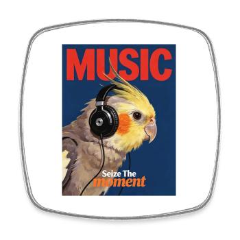 Der musikbegeisterte Nymphensittich - Viereckiger Kühlschrankmagnet - Weiß - Vorne