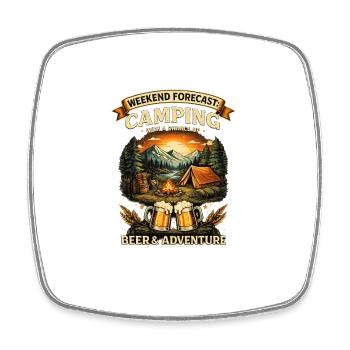 Weekend Forecast: Camping Beer & Adventure - Viereckiger Kühlschrankmagnet - Weiß - Vorne