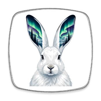 Lapin des aurores boréales avec des oreilles aurores - Magnet carré - blanc - Devant