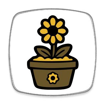 Plante en pot de tournesol Maman Jardin Fleuriste - Magnet carré - blanc - Devant