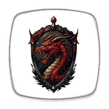 Dragon Crest Fire Heart - Square fridge magnet - white - Front