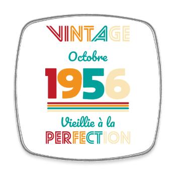 Anniversaire 70 ans - Vintage - Octobre 1956 - Magnet carré - blanc - Devant