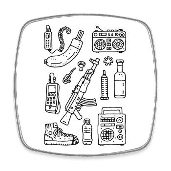 Odds and ends in your backpack - Square fridge magnet - white - Front
