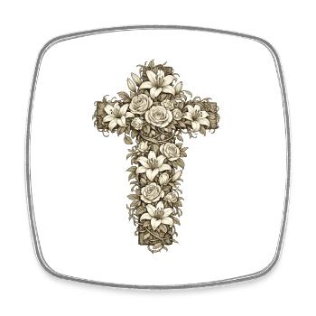 Christianity Cross Faith Religious Motif - Square fridge magnet - white - Front