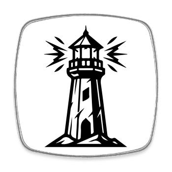 Leuchtturm Symbol - Viereckiger Kühlschrankmagnet - Weiß - Vorne