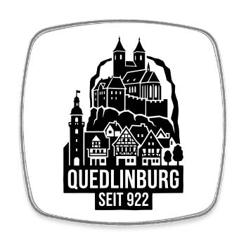 Quedlinburg Silhouette Wahrzeichen - Viereckiger Kühlschrankmagnet - Weiß - Vorne