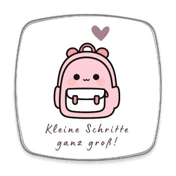 Kleine Schritte ganz groß Rucksack Design - Viereckiger Kühlschrankmagnet - Weiß - Vorne