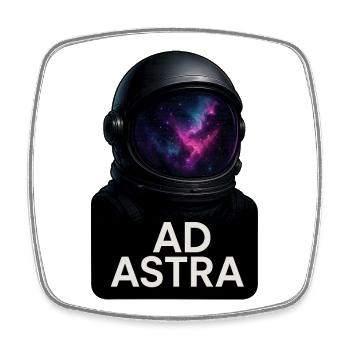 AD ASTRA Galaxie Helm - Viereckiger Kühlschrankmagnet - Weiß - Vorne