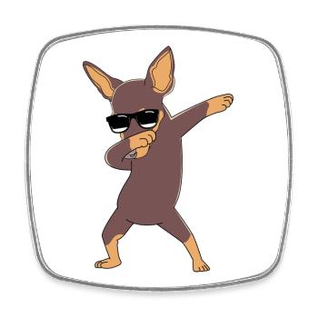 Zwergpinscher - Viereckiger Kühlschrankmagnet - Weiß - Vorne