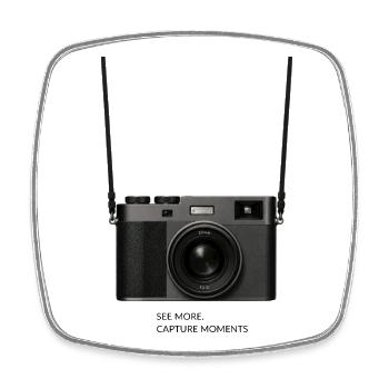 Caméra vintage style 35mm - Magnet carré - blanc - Devant