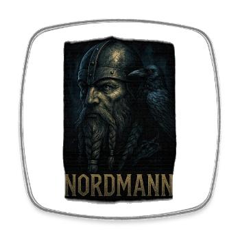 Nordmann mit Rabenbegleiter - Viereckiger Kühlschrankmagnet - Weiß - Vorne