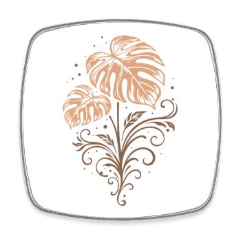 Monstera – Motif botanique bohème de la nature - Magnet carré - blanc - Devant