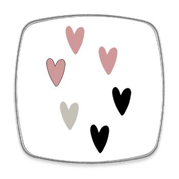 Collection Cœur Rosé, Gris et Noir Motif I - Magnet carré - blanc - Devant