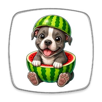 Depicts a playful animal character, highlights tre - Square fridge magnet - white - Front