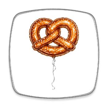 Goldener Ballon-Brezelbogen - Viereckiger Kühlschrankmagnet - Weiß - Vorne