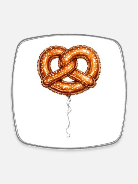 Gold Balloon Pretzel Bow - Square fridge magnet - white
