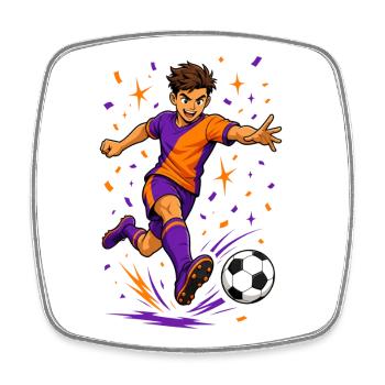 Dessin animé Joueur de tir au but en football - Magnet carré - blanc - Devant