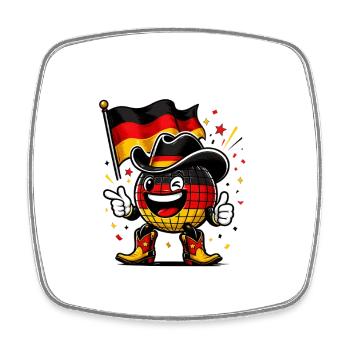 Globe portant un chapeau drapeau - Magnet carré - blanc - Devant