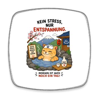 Katzen-Onsenruhe - Viereckiger Kühlschrankmagnet - Weiß - Vorne