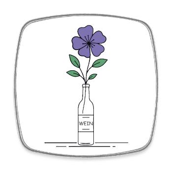Blume lila in Weinflasche - Viereckiger Kühlschrankmagnet - Weiß - Vorne