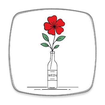 Blume rot in Weinflasche - Viereckiger Kühlschrankmagnet - Weiß - Vorne