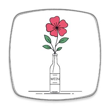 Blume rosa in Weinflasche - Viereckiger Kühlschrankmagnet - Weiß - Vorne