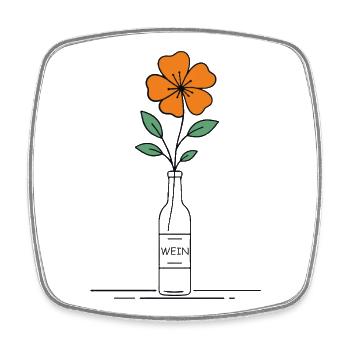 Blume orange in Weinflasche - Viereckiger Kühlschrankmagnet - Weiß - Vorne