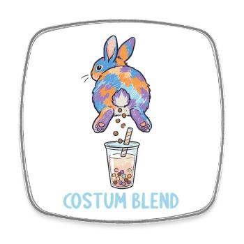 Bubble Tea Boba Drôle de Lapin mignon - Magnet carré - blanc - Devant