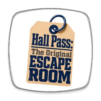 Lehrer-Humor-Hall-Pass, der ursprüngliche Escape Room - Viereckiger Kühlschrankmagnet - Weiß - Vorne
