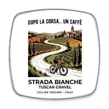 Tuscan Gravel Road Rider - Square fridge magnet - white - Front