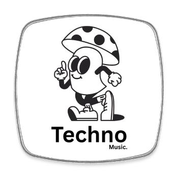 Mushroom Panache Cartoon Mascot - Square fridge magnet - white - Front