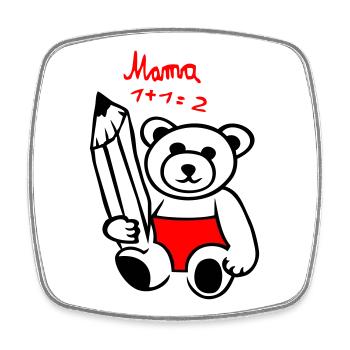 Inscription scolaire Ours en peluche - Magnet carré - blanc - Devant