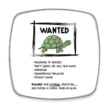 Wanted Schildkröte – Lustiges Tiermotiv - Viereckiger Kühlschrankmagnet - Weiß - Vorne