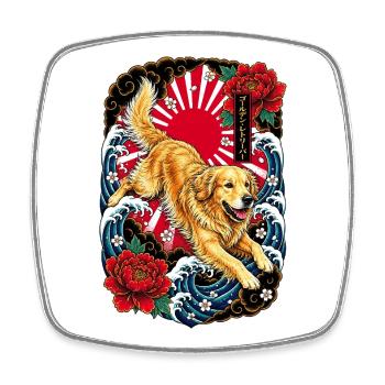 Golden Retriever im Japan Tattoo Stil - Viereckiger Kühlschrankmagnet - Weiß - Vorne