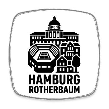 Hamburg Rotherbaum – Tennis & Uni Silhouette - Viereckiger Kühlschrankmagnet - Weiß - Vorne
