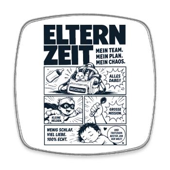 Elternzeit Mein Team Mein Plan Mein Chaos - Viereckiger Kühlschrankmagnet - Weiß - Vorne