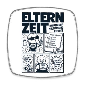 Elternzeit Multitasking Experte - Viereckiger Kühlschrankmagnet - Weiß - Vorne