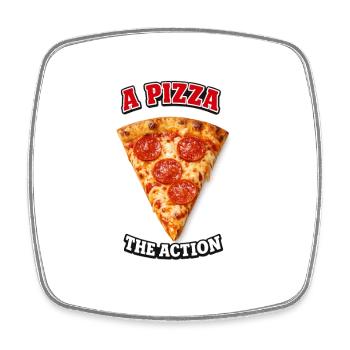 Pizza l’Action - Magnet carré - blanc - Devant