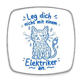 Electrician Cat Circuit Doodle - Square fridge magnet - white - Front