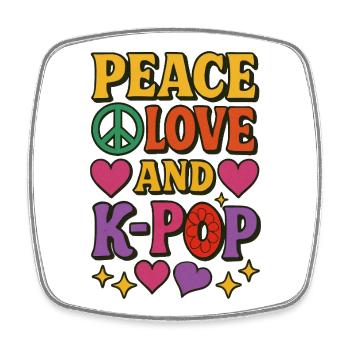 Peace Love K-Pop Retro Tee - Square fridge magnet - white - Front