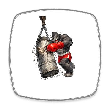 Gorilla Boxer Punching Bag Barrel Zinc - Square fridge magnet - white - Front