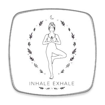 Inhale Exhale Yoga - Tree Pose Meditation Boho - Square fridge magnet - white - Front