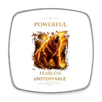 Bear- Powerful_Fearless_Unstoppable - Viereckiger Kühlschrankmagnet - Weiß - Vorne