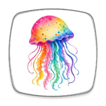 Illustration aquarelle de méduse colorée - Magnet carré - blanc - Devant