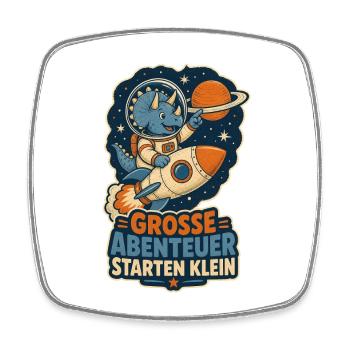 Dino Astronaut – Große Abenteuer starten klein - Viereckiger Kühlschrankmagnet - Weiß - Vorne